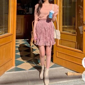 Chuu- Elegant Pink Lace Skirt
